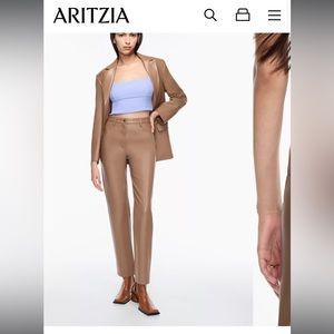 aritzia wilfred size 8 beige faux leather pants🤎👜🫶🏼🎞️📔